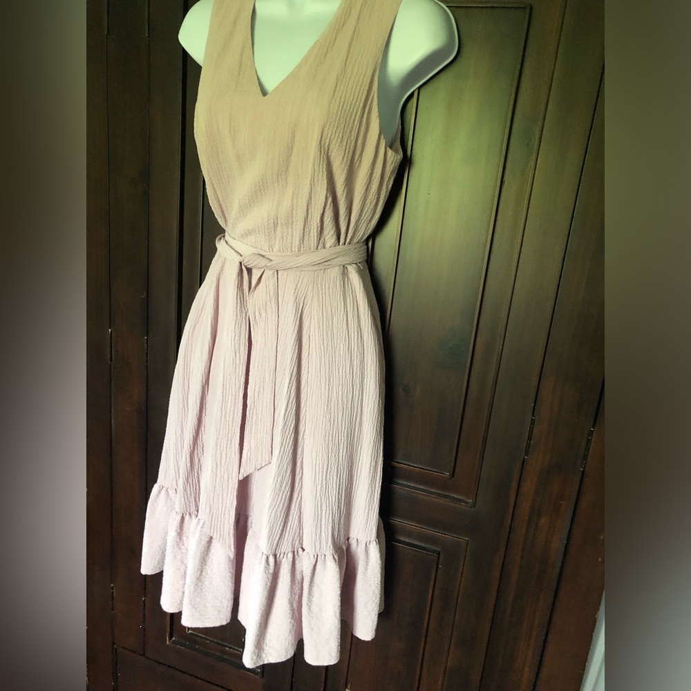 Calvin Klein Dusty Rose Tiered Midi Sleeveless Dress Size 4